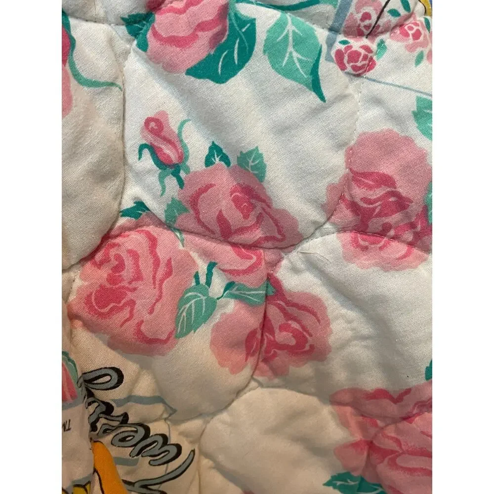 1993 Vtg Warner Bros Baby Looney Tunes Tweety Roses Gerber Blanket 50 x 39 in